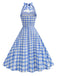 1950s Plaid Halter Sweetheart Neck Dress - vintage dress, retro fashion, rockabilly