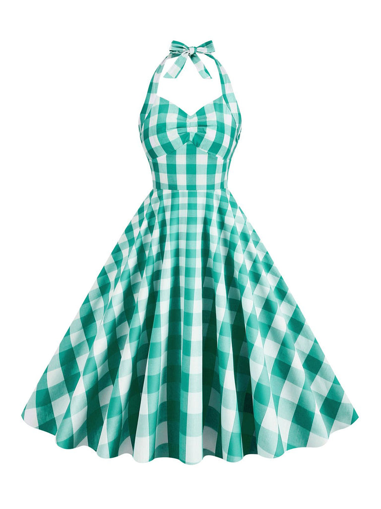 1950s Plaid Halter Swing Dress — a 1950s silhouette that turns sidewalks into runways