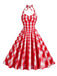 She slips into this 1950s Plaid Halter Swing Dress and suddenly it's a 1950s daydream