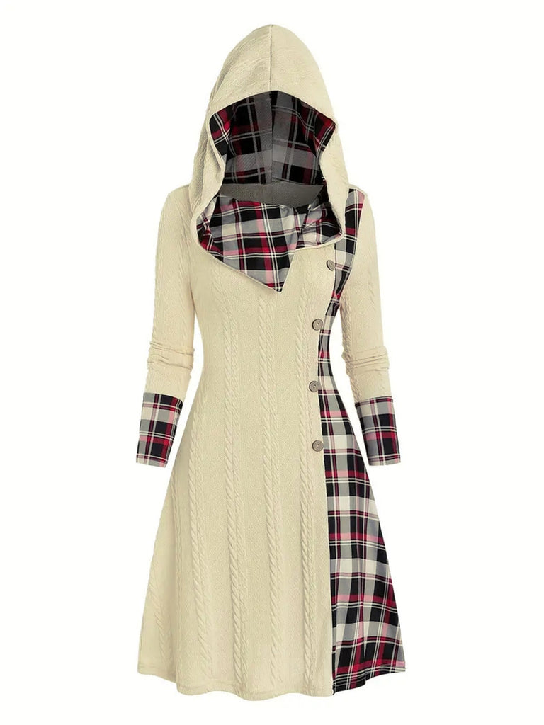 1950s Plaid Knit Hooded Dress: where 1950s romance meets her modern spirit