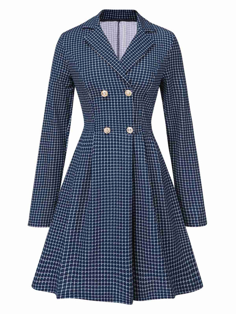 1950s Plaid Notch Lapel Double Breasted Coat, vintage coat, retro outerwear - perfect for women who love vintage and retro fashion
