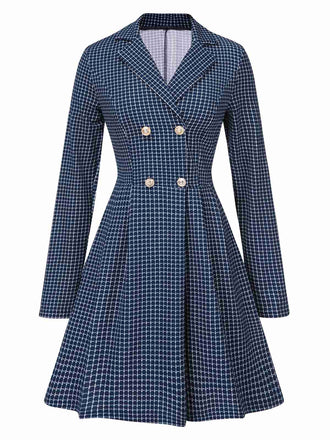1950s Plaid Notch Lapel Double Breasted Coat, vintage coat, retro outerwear - perfect for women who love vintage and retro fashion