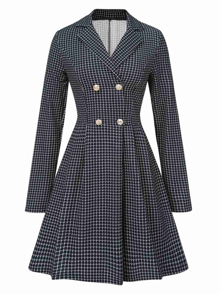 1950s Plaid Notch Lapel Double Breasted Coat, vintage coat, retro outerwear - perfect for women who love vintage and retro fashion