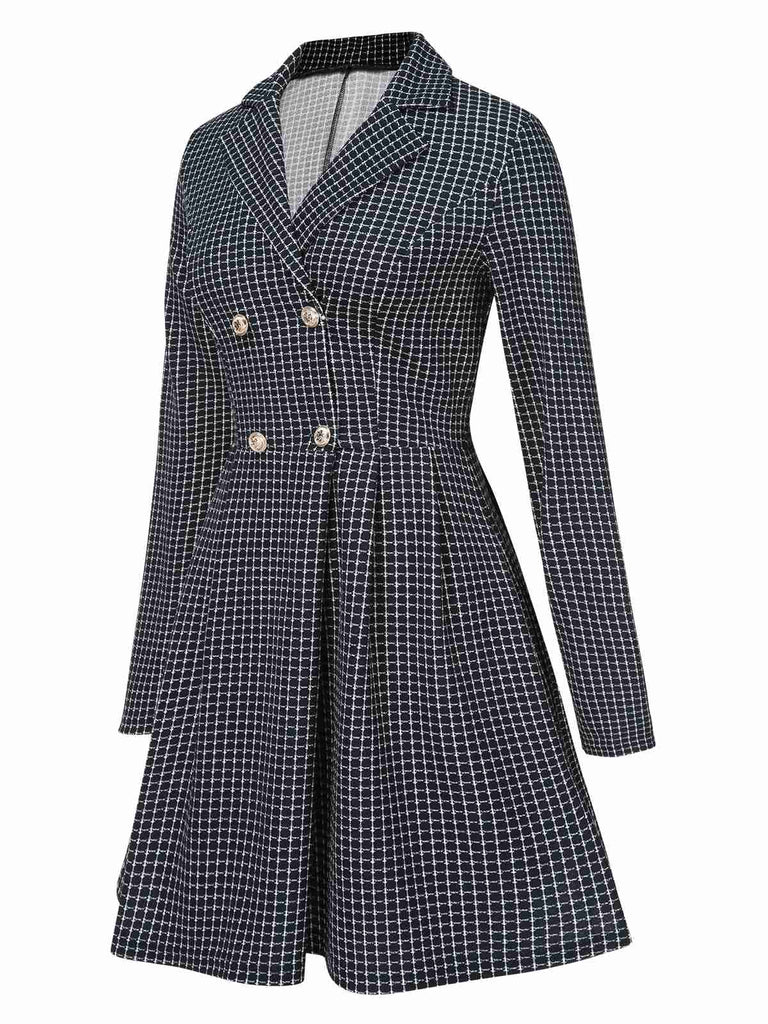 1950s Plaid Notch Lapel Double Breasted Coat, vintage coat, retro outerwear - perfect for women who love vintage and retro fashion