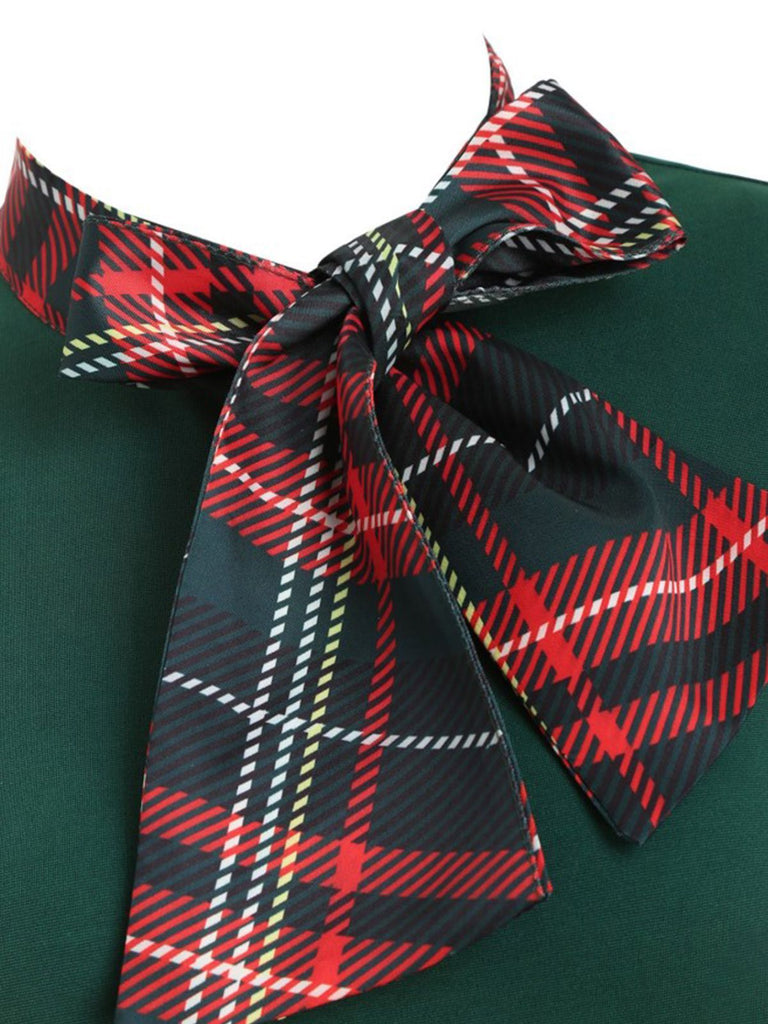 1950s Plaid Patchwork Bow Swing Dress: timeless style reimagined