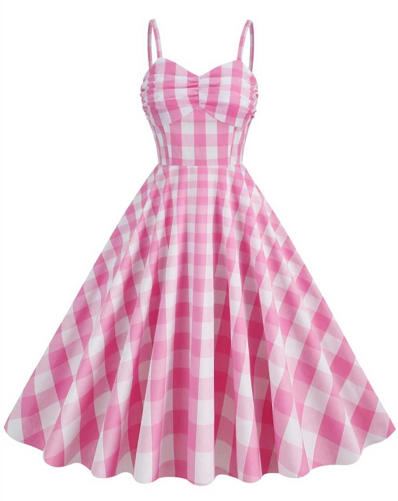 1950s Plaid Strap Cotton Swing Dress — vintage elegance for the modern woman