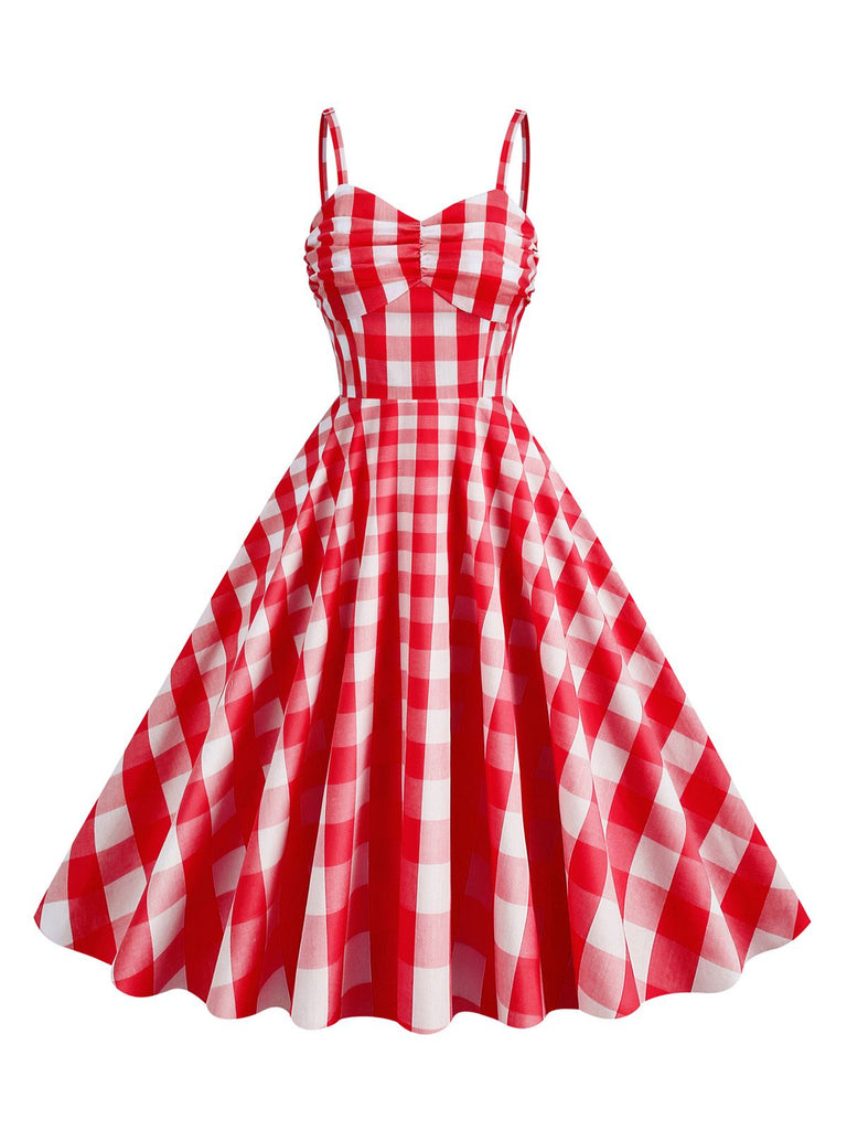 1950s Plaid Strap Cotton Swing Dress — vintage elegance for the modern woman