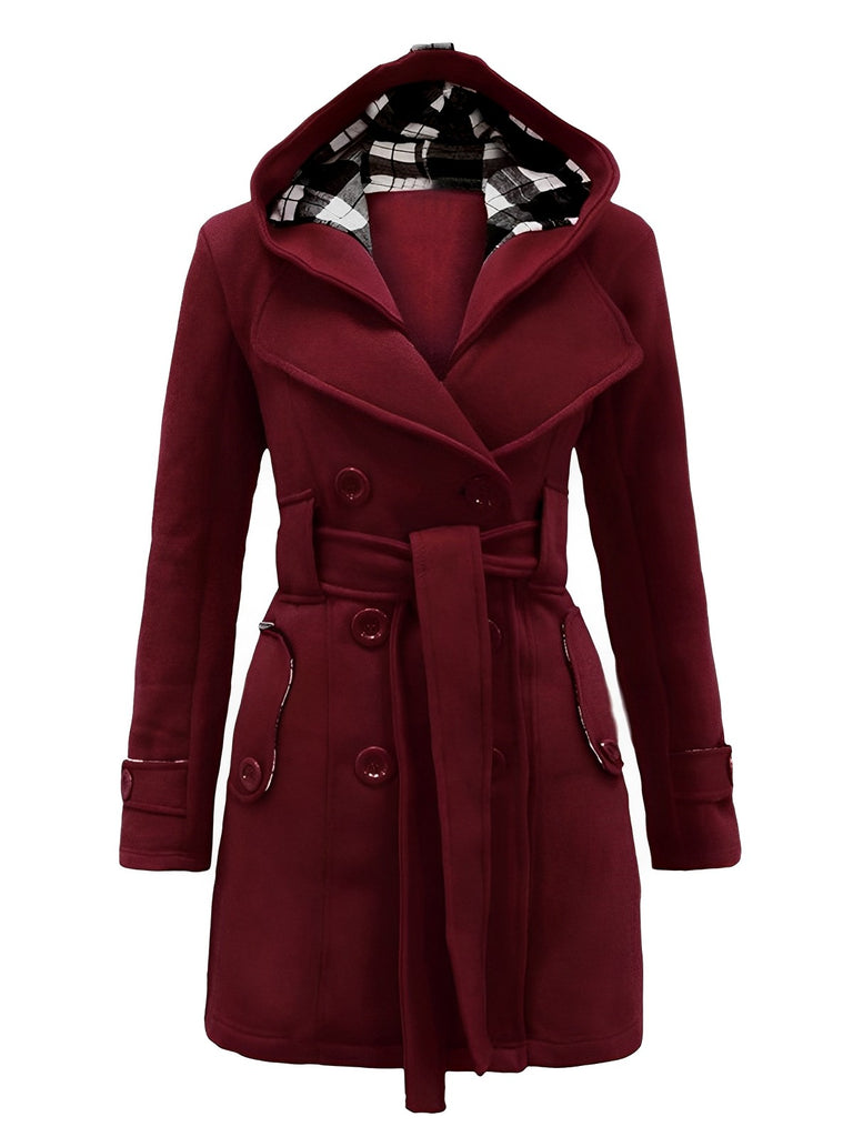 1950s Plaids Hooded Belted Coat - vintage fashion, retro style