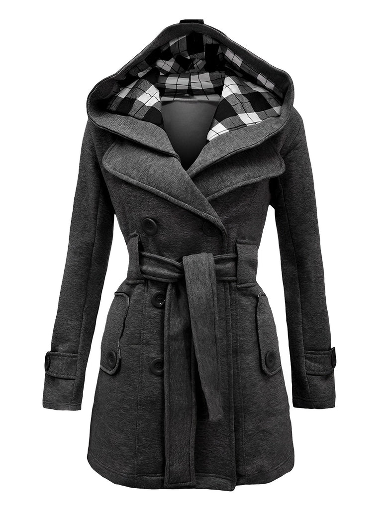 1950s Plaids Hooded Belted Coat - vintage fashion, retro style