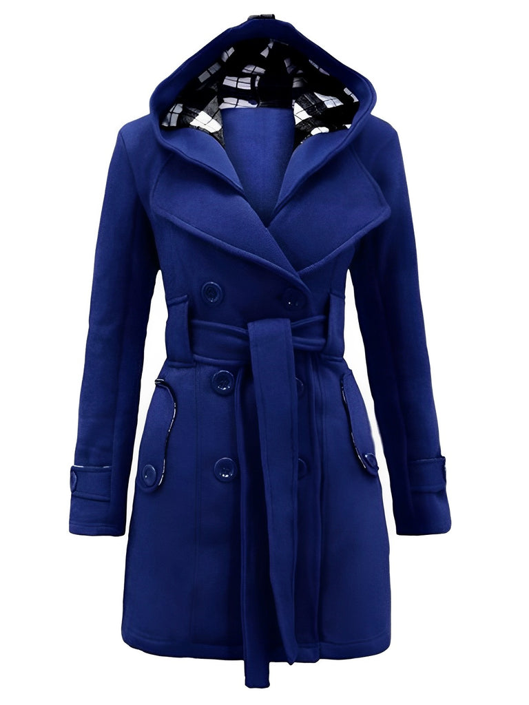 1950s Plaids Hooded Belted Coat - vintage fashion, retro style