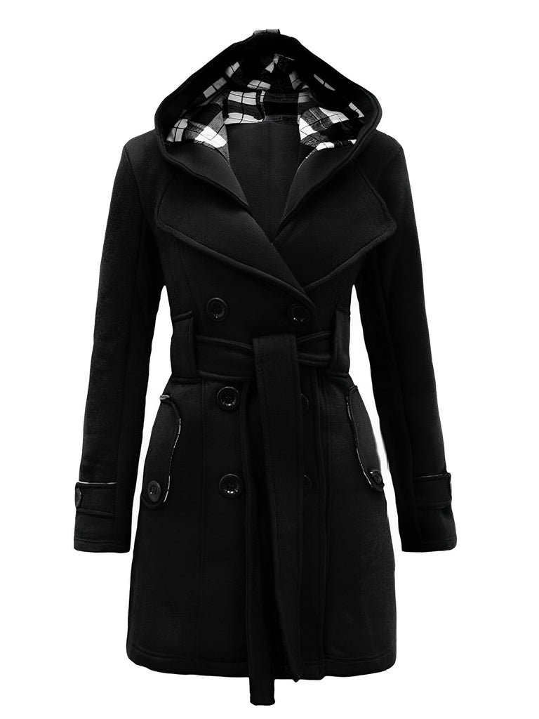 1950s Plaids Hooded Belted Coat - vintage fashion, retro style