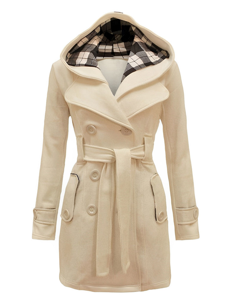 1950s Plaids Hooded Belted Coat - vintage fashion, retro style
