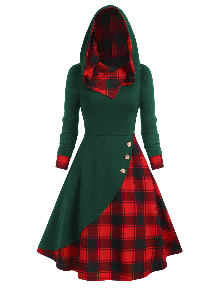 1950s Plaids Hooded Patchwork Dress: timeless style reimagined