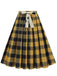 1950s Polka Dot Belt Plaid Pleated Skirt - vintage skirt, retro style