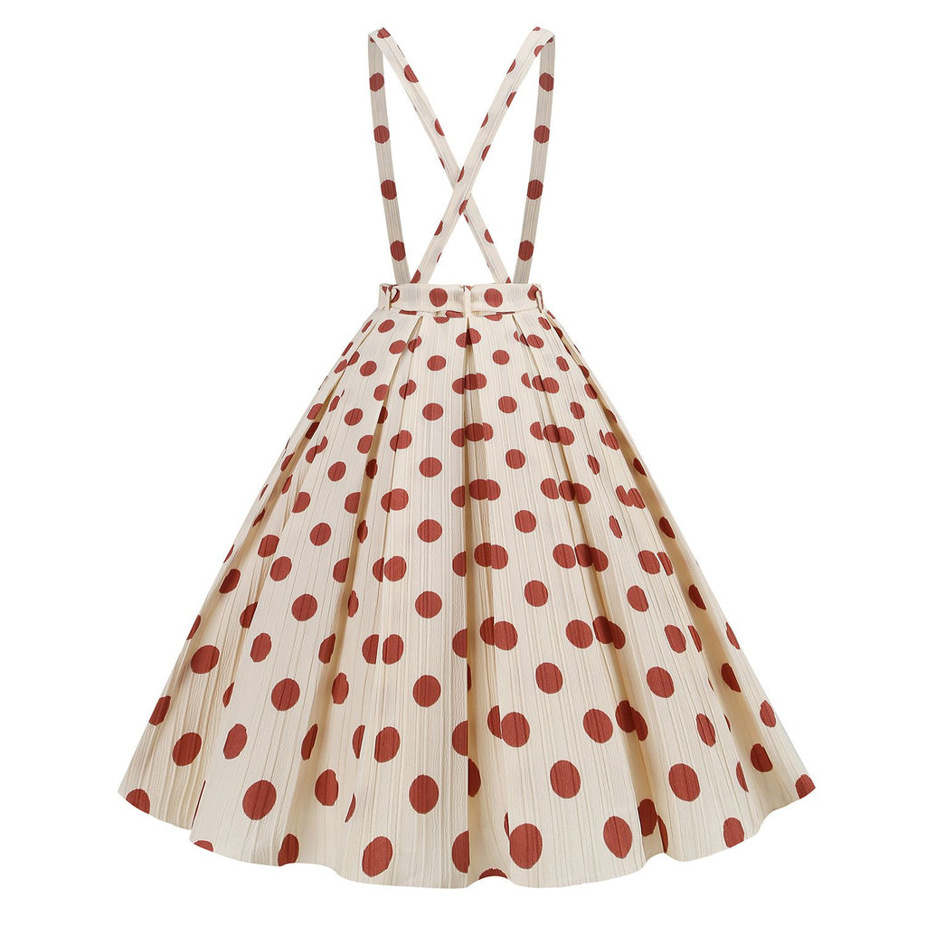 1950s Polka Dot Belt Suspender Swing Skirt — 1950s femininity that moves with her mood