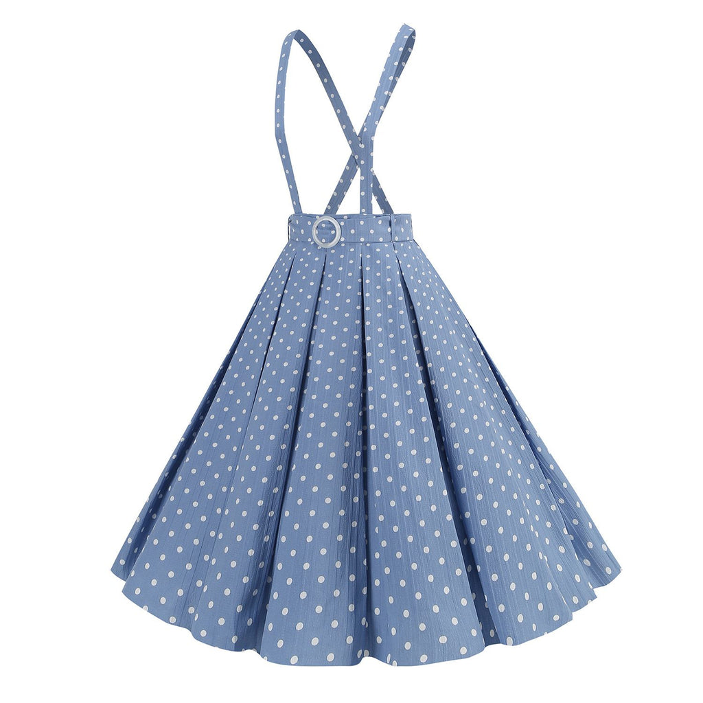 1950s Polka Dot Belt Suspender Swing Skirt: 1950s grace for the woman who dances through life