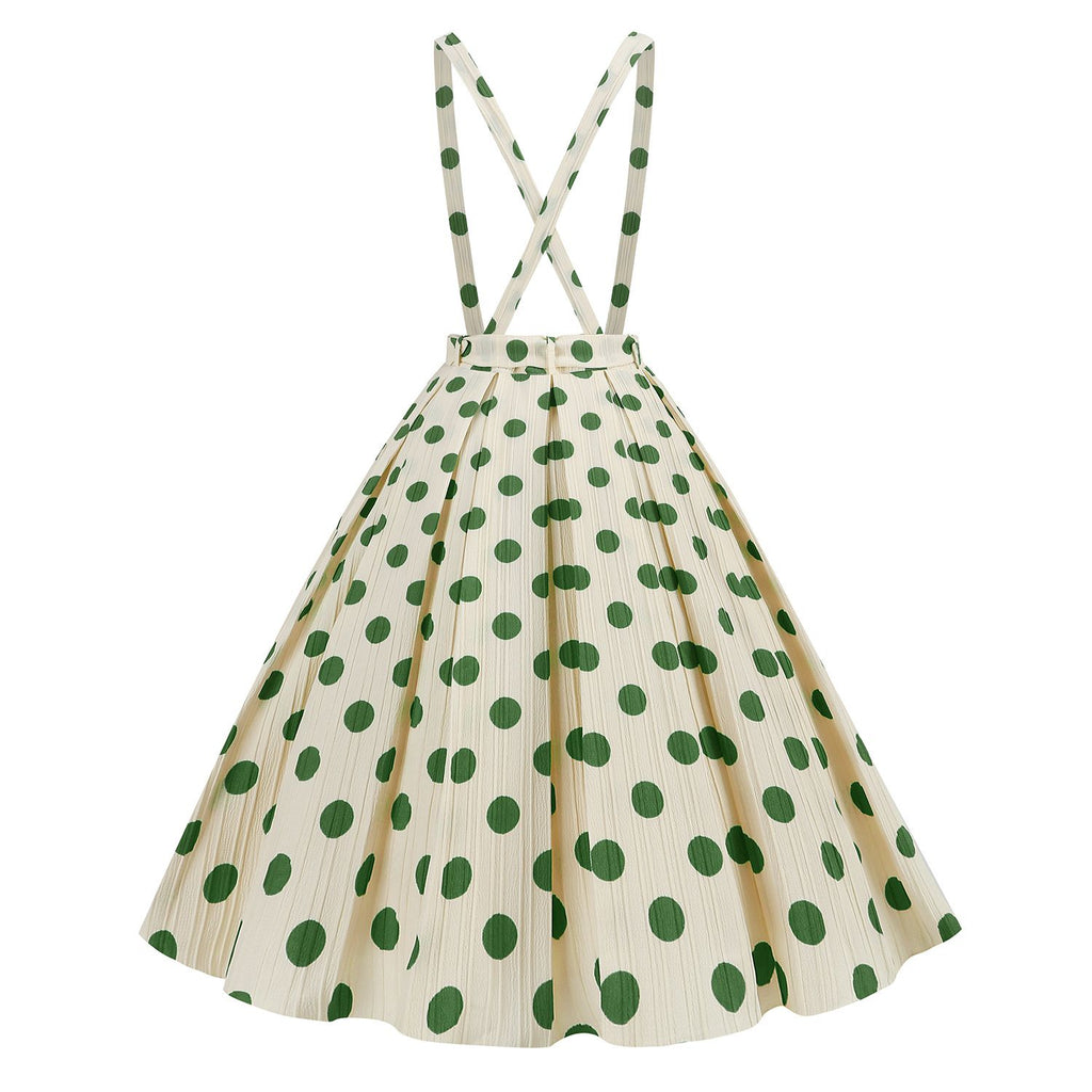 1950s Polka Dot Belt Suspender Swing Skirt: 1950s grace for the woman who dances through life