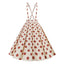 This 1950s Polka Dot Belt Suspender Swing Skirt spins 1950s stories with every step