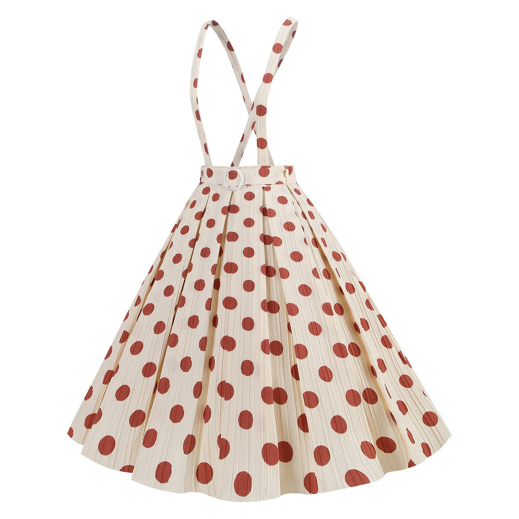 1950s Polka Dot Belt Suspender Swing Skirt — because 1950s glamour deserves an encore