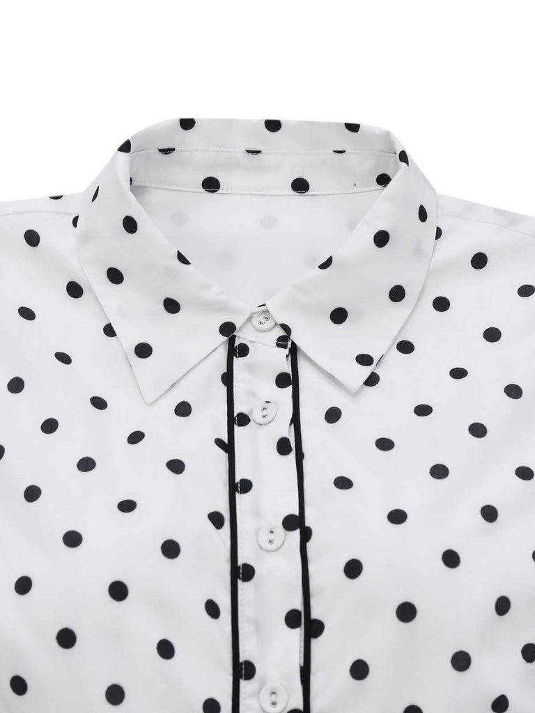 1950s Polka Dot Belted Sleeveless Shirt Dress - vintage dress, retro fashion, rockabilly