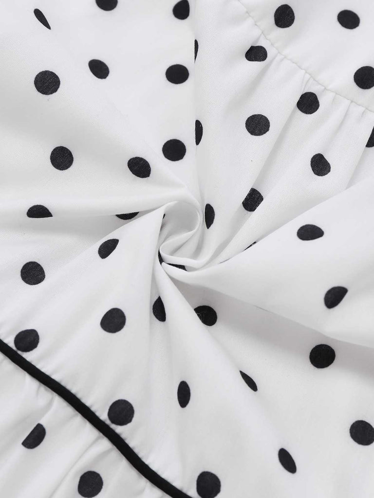 1950s Polka Dot Belted Sleeveless Shirt Dress - vintage dress, retro fashion, rockabilly