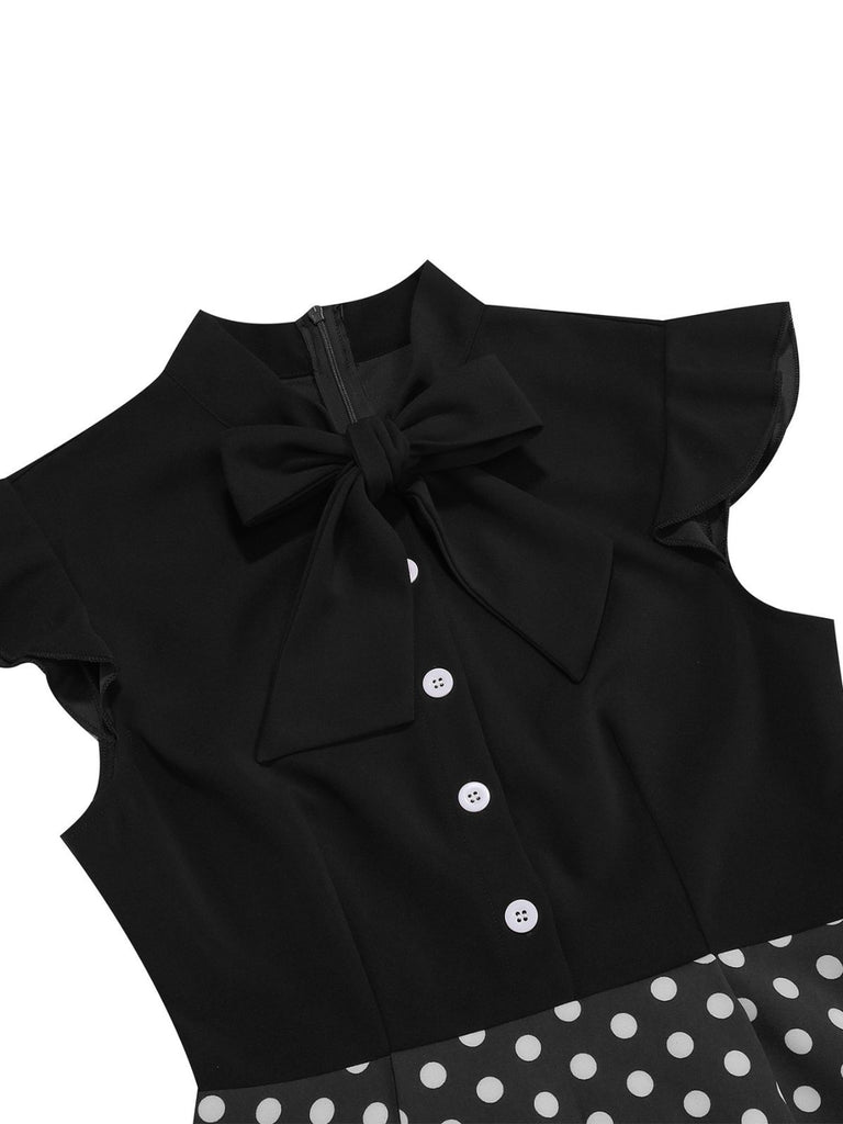 1950s Polka Dot Bow Swing Dress - vintage dress, retro fashion, rockabilly