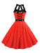 She slips into this 1950s Polka Dot Bow Tie Halter Swing Dress and suddenly it's a 1950s daydream
