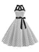 1950s Polka Dot Bow Tie Halter Swing Dress: where 1950s romance meets her modern spirit