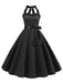 1950s Polka Dot Bow Tie Halter Swing Dress — a 1950s silhouette that turns sidewalks into runways