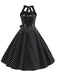 1950s Polka Dot Bow Tie Halter Swing Dress: where 1950s romance meets her modern spirit
