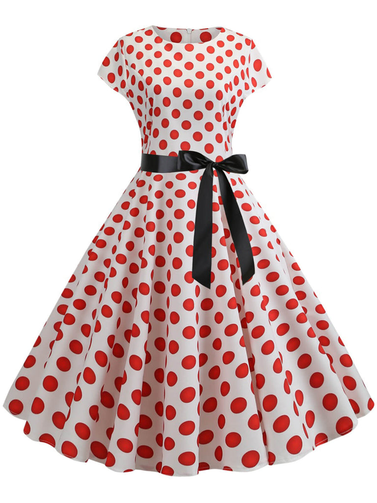 1950s Polka Dot Cap Sleeved Dress, vintage dress, retro fashion, rockabilly, pin-up fashion - perfect for women who love vintage and retro fashion