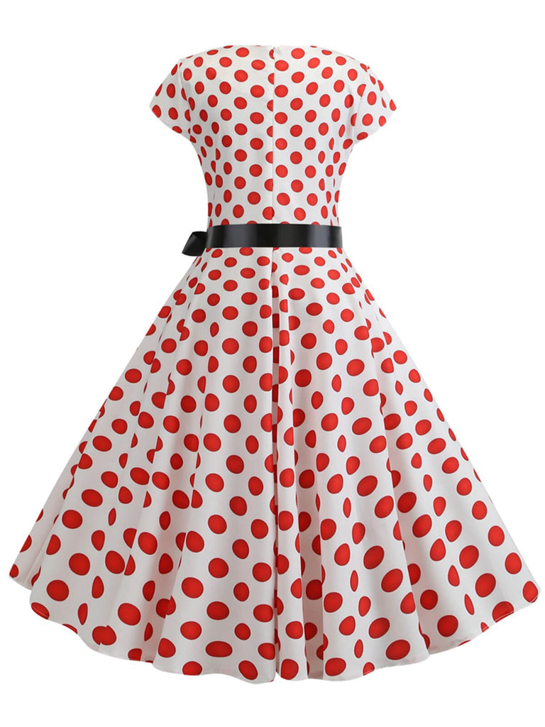 1950s Polka Dot Cap Sleeved Dress, vintage dress, retro fashion, rockabilly, pin-up fashion - perfect for women who love vintage and retro fashion
