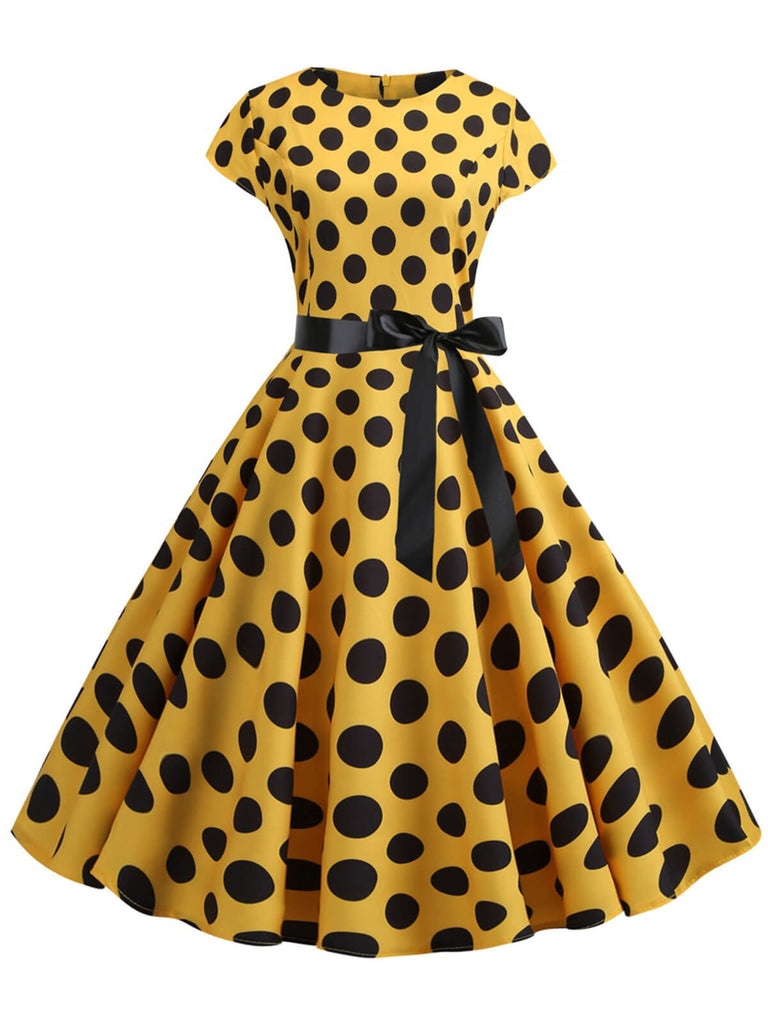 1950s Polka Dot Cap Sleeved Dress: where 1950s romance meets her modern spirit
