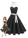 1950s Polka Dot Halter Belted Swing Dress - vintage dress, retro fashion, elegant style for vintage lovers