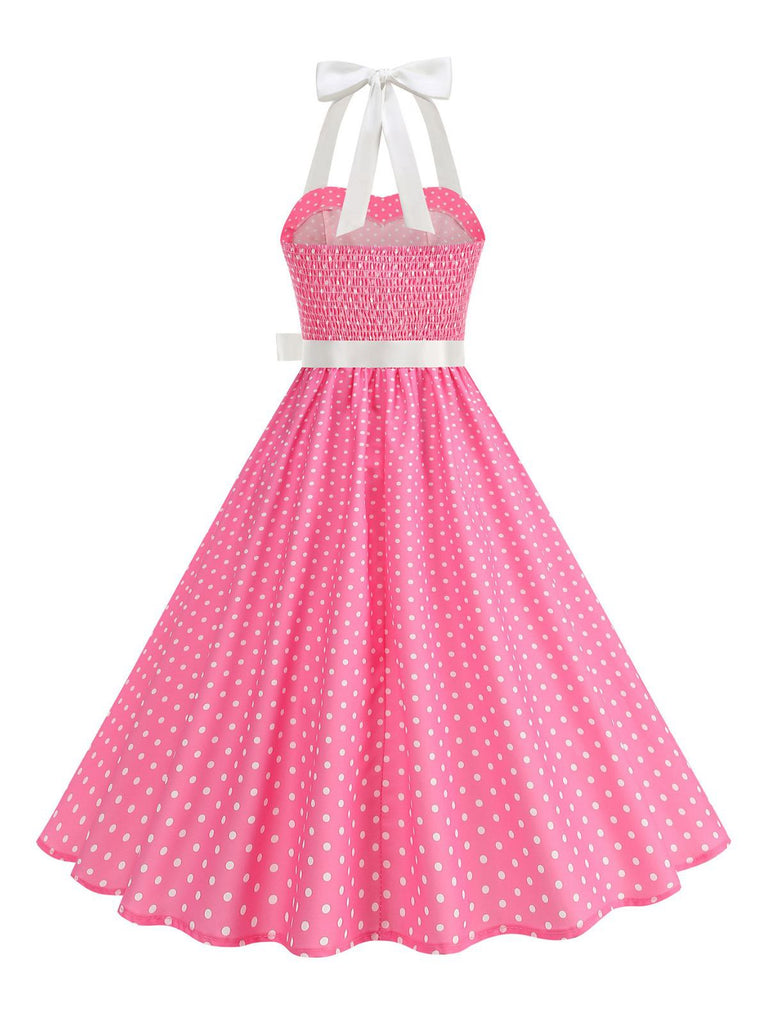 1950s Polka Dot Halter Belted Swing Dress | vintage dress, retro fashion, elegant style - perfect for retro fashion enthusiasts