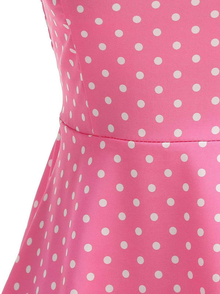 1950s Polka Dot Halter Belted Swing Dress - vintage dress, retro fashion, elegant style for vintage lovers