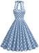 1950s Polka Dot Halter Neck Belt Dress, vintage dress, retro fashion, rockabilly, pin-up fashion - perfect for women who love vintage and retro fashion