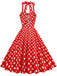 1950s Polka Dot Halter Neck Belt Dress, vintage dress, retro fashion, rockabilly, pin-up fashion - perfect for women who love vintage and retro fashion