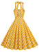 1950s Polka Dot Halter Neck Belt Dress, vintage dress, retro fashion, rockabilly, pin-up fashion - perfect for women who love vintage and retro fashion