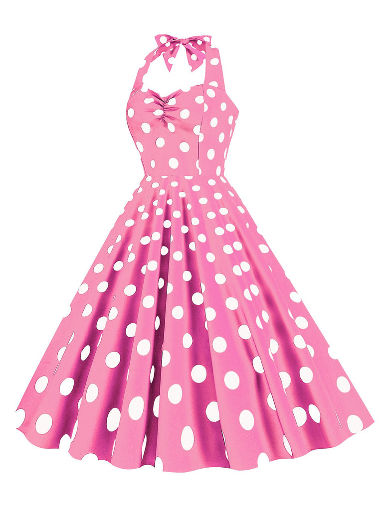 1950s Polka Dot Halter Swing Dress — a 1950s silhouette that turns sidewalks into runways