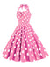 1950s Polka Dot Halter Swing Dress — a 1950s silhouette that turns sidewalks into runways
