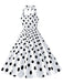 1950s Polka Dot Halter Swing Dress — a 1950s silhouette that turns sidewalks into runways