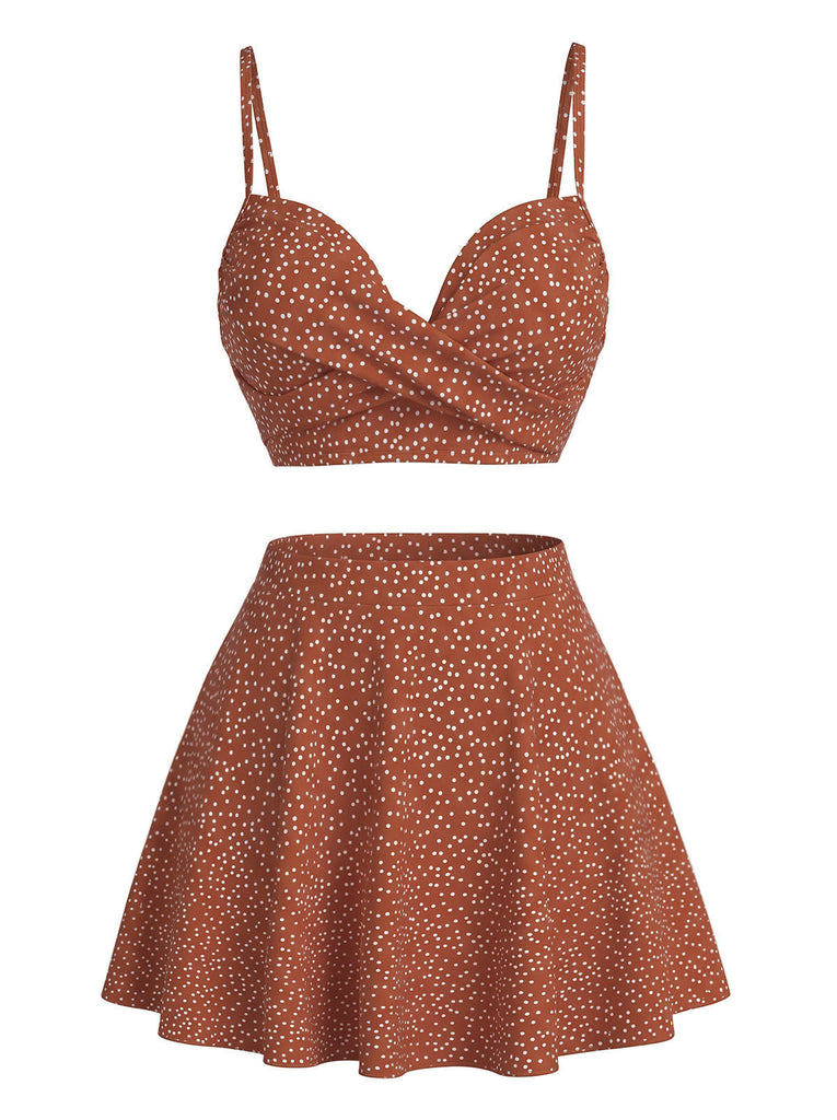 1950s Polka Dot High-Waist Bikini Set & Cover-Up - vintage swimsuit, pin-up swimwear for vintage lovers