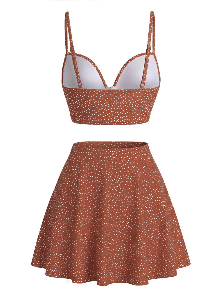 1950s Polka Dot High-Waist Bikini Set & Cover-Up - vintage swimsuit, pin-up swimwear for vintage lovers