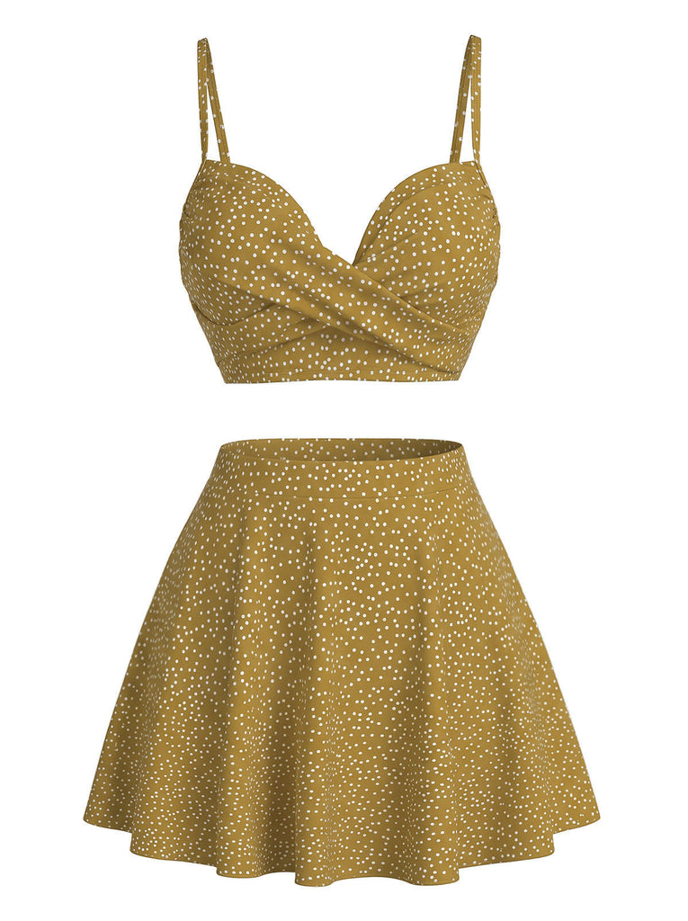 1950s Polka Dot High-Waist Bikini Set & Cover-Up - vintage swimsuit, pin-up swimwear for vintage lovers