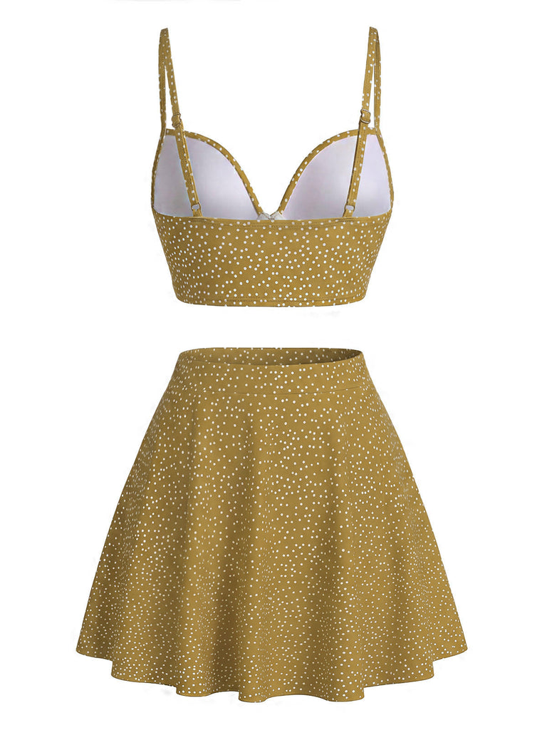 1950s Polka Dot High-Waist Bikini Set & Cover-Up - vintage swimsuit, pin-up swimwear for vintage lovers