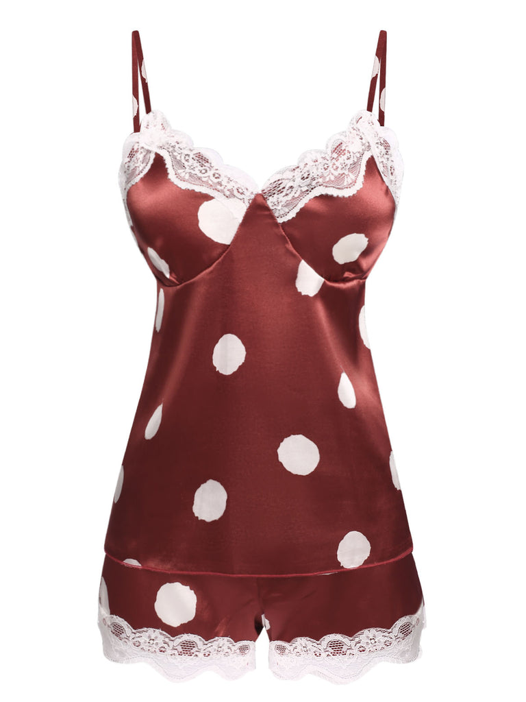 1950s Polka Dot Lace Camisole Sleepwear, vintage fashion, retro style - perfect for women who love vintage and retro fashion