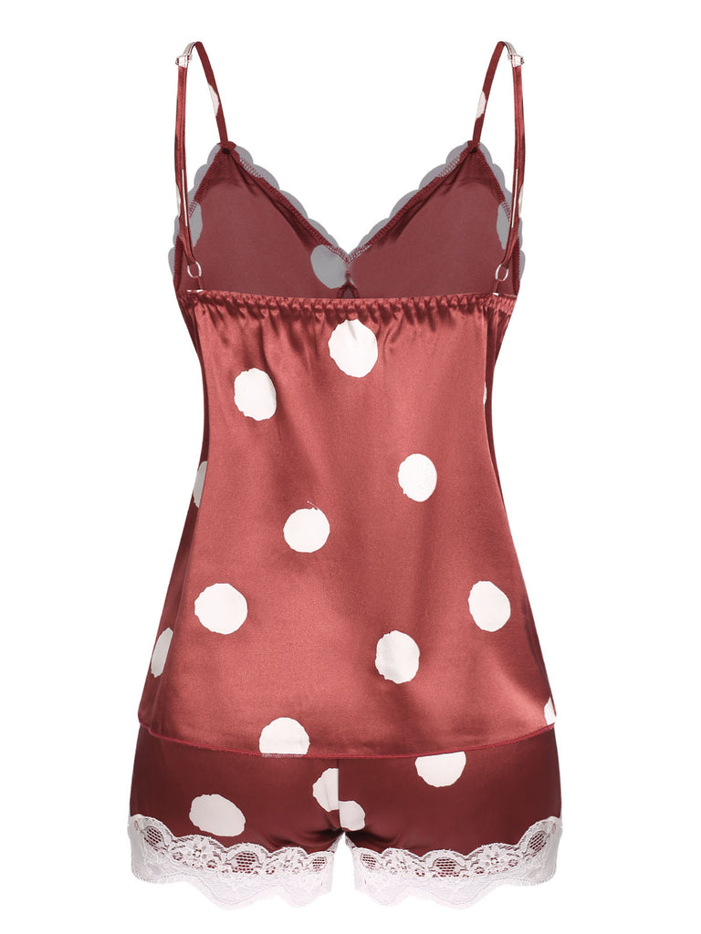 This 1950s Polka Dot Lace Camisole Sleepwear brings 1950s soul to her everyday