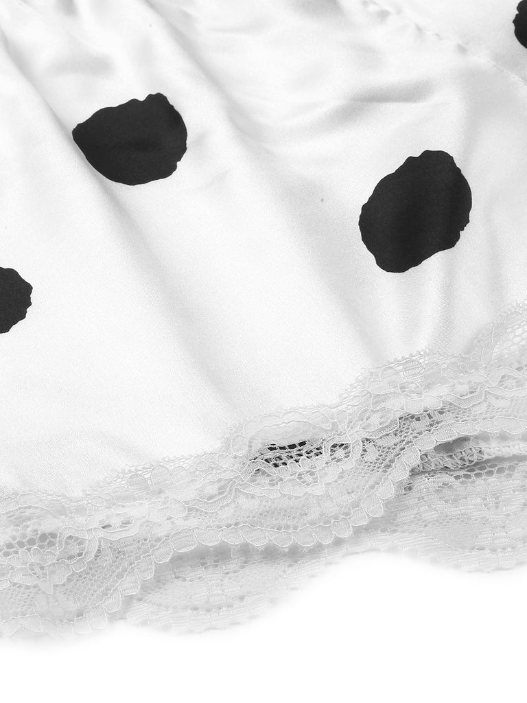 1950s Polka Dot Lace Camisole Sleepwear — 1950s jazz-age spirit for her morning coffee