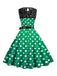She slips into this 1950s Polka Dot Lace Patchwork Dress and suddenly it's a 1950s daydream